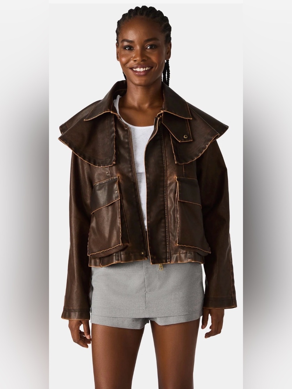 Steve Madden VARVARA JACKET CHOCOLATE oversized collar XL